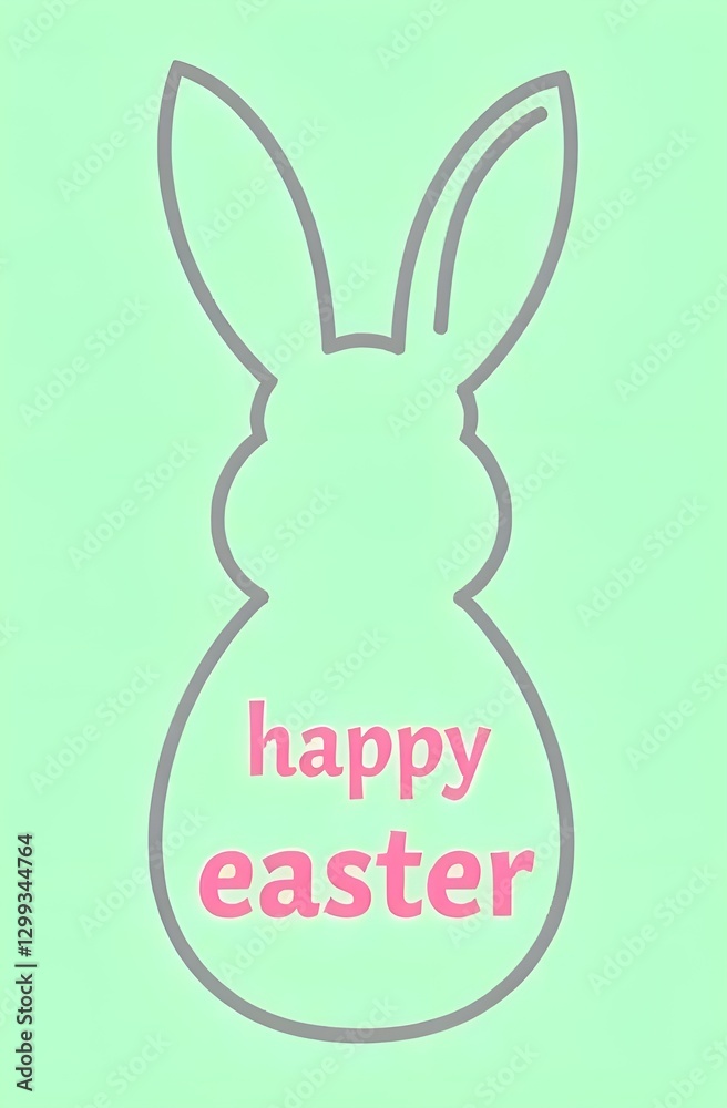 Fototapeta premium Silhouette of Easter bunny with Happy easter phrase, Easter greeting card