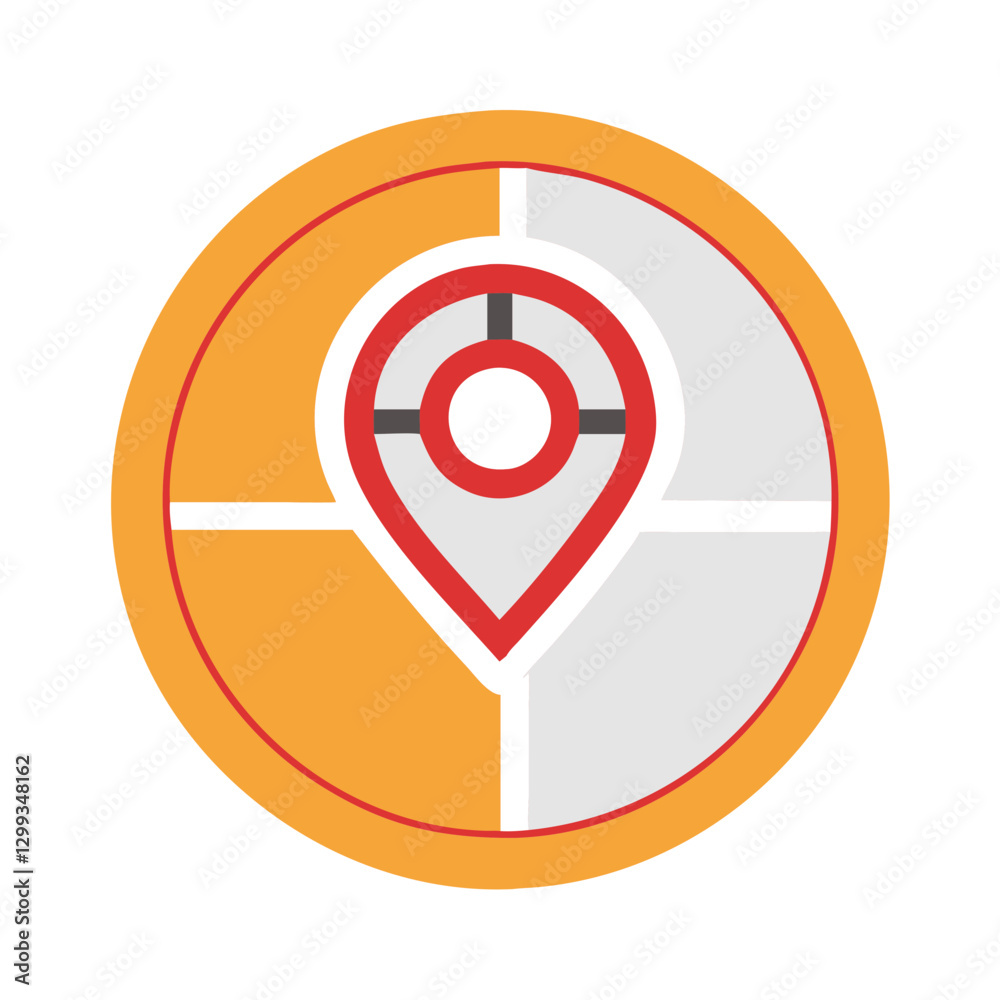 Circular location pin icon with segmented background Circular location pin icon with segmented background