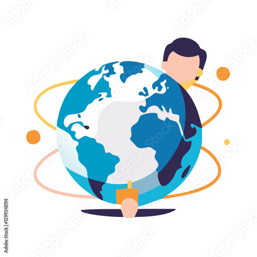 Illustration of person holding a digital globe