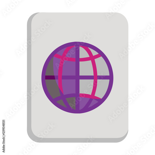 Purple 3D globe on gray background