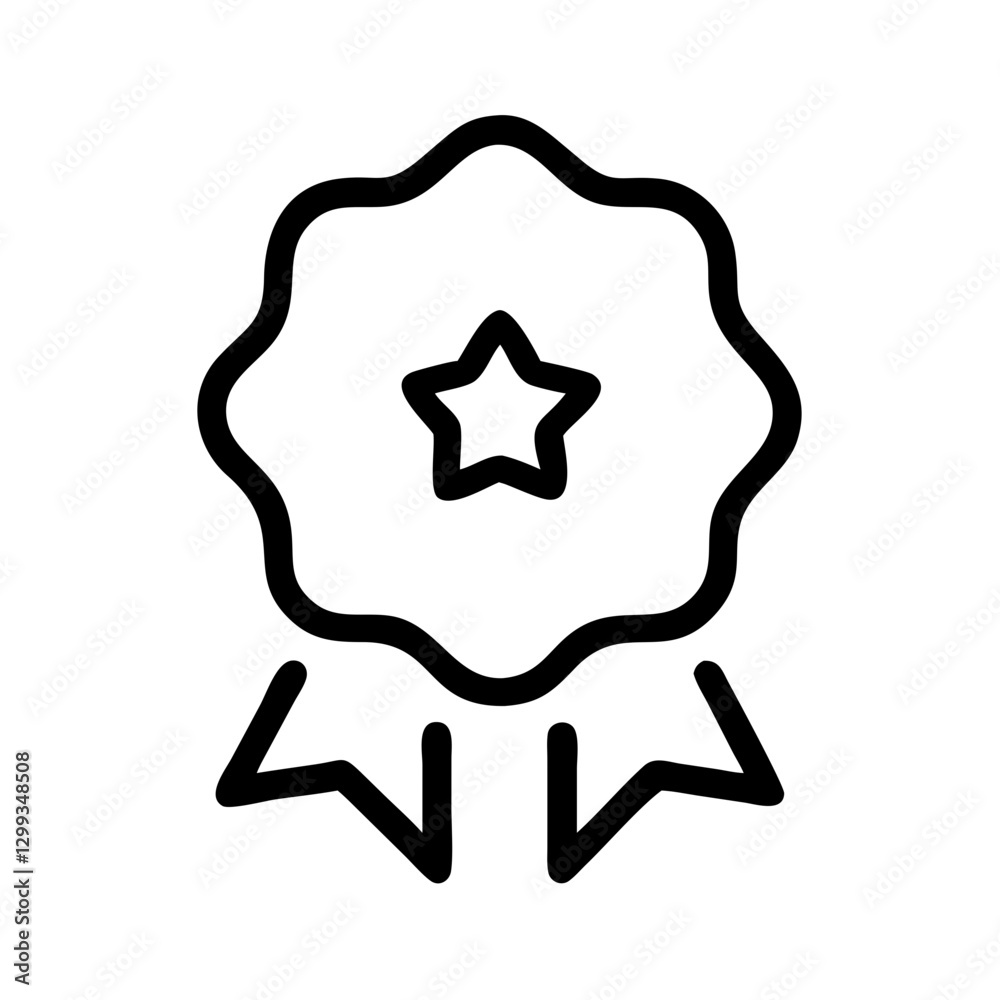 Black outline ribbon award with star Black outline ribbon award with star