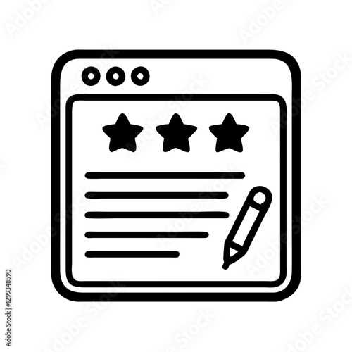 Online review icon with three-star rating