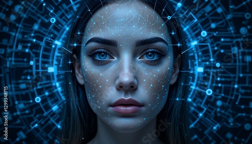 Cybernetic Woman:  A Futuristic Portrait of Biometric Technology