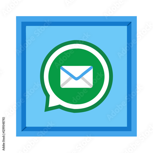 Green and blue email message inside chat bubble