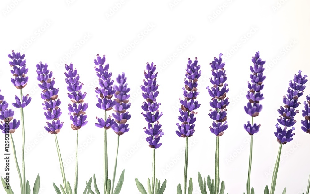 Naklejka premium Elegant Watercolor Lavender Flowers Botanical Illustration