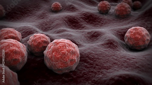 Biomedical animation of chlamydia on surface.