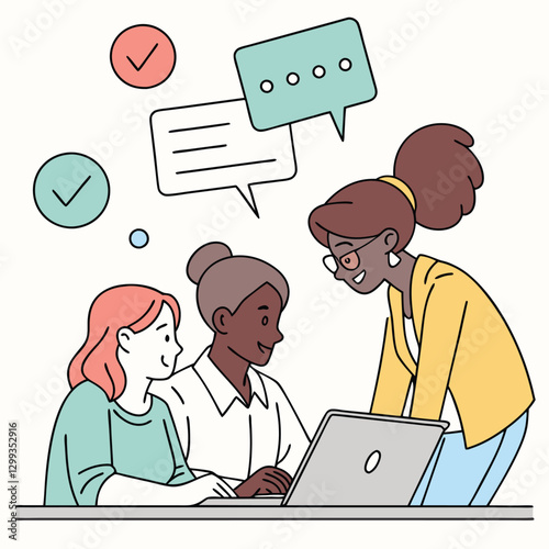 Business Team Applauding – Trendy Flat Design Illustration of Coworkers Celebrating Cooperation