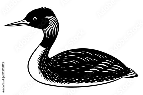 Horned Grebe Digital Artwork: Capturing Nature’s Finest in Vector photo