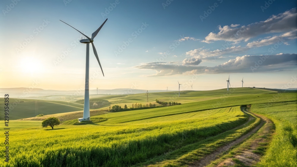 Wind Turbines in Green Fields at Sunset Landscape Photography, Energy, Renewable, Wind Farm Renewable Energy, Green Energy Wind Turbines in Green Fields at Sunset Landscape Photography, Energy, Renewable, Wind Farm Renewable Energy, Green Energy