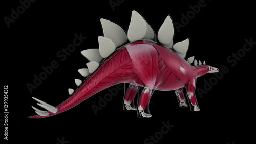 Muscular system of Stegosaurus dinosaur, animation. photo