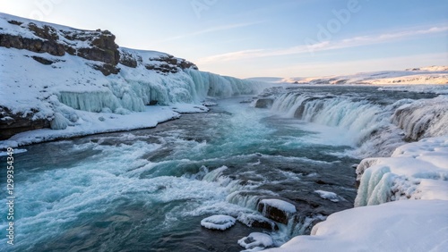 Winter Waterfall Landscape ...