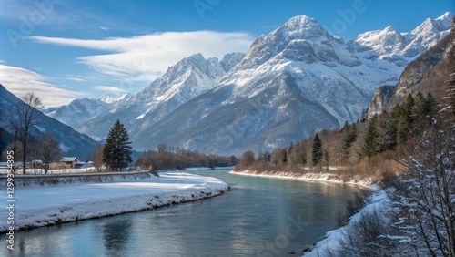 Winter River Valley Landsca...