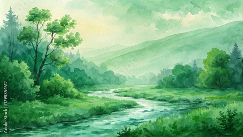 Watercolor Landscape Serene...