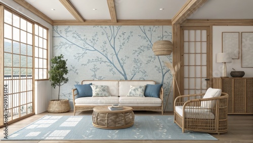 Serene Living Room Rattan, ...