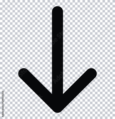 Black go down arrow icon. Turn bottom direction interface element, app ui ux web button.	
