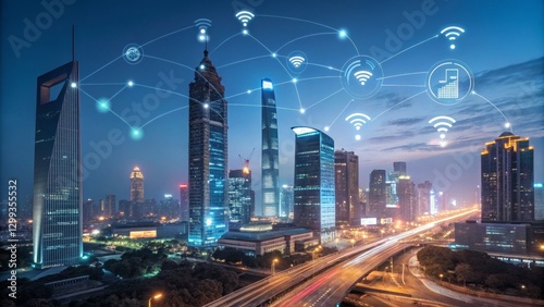 Night Cityscape Smart City ...