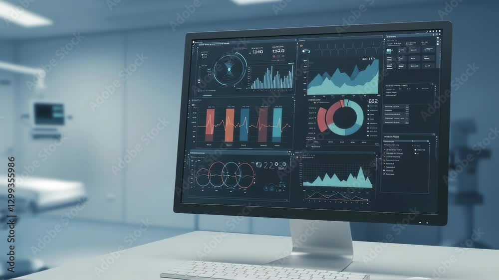 Advanced monitoring system in modern operating room with multiple ...