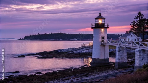 Lighthouse Sunset Seascape ...