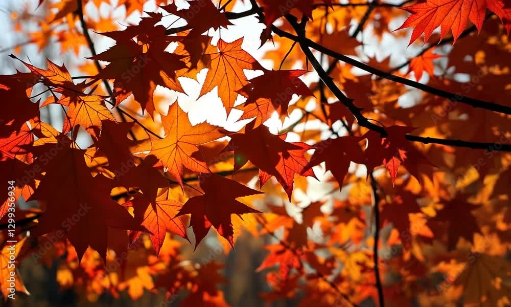 Bright Sunlight Peeping Through Autumn Leaves. 4k Bright Sunlight Peeping Through Autumn Leaves. 4k