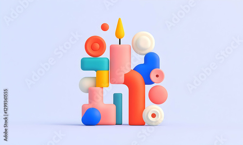 Colorful Geometric Shapes and Forms on Soft Background for Design