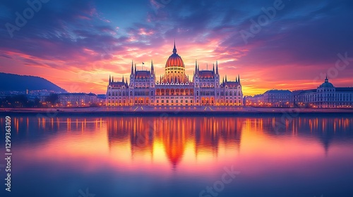 Majestic European architecture at twilight high resolution hd photo