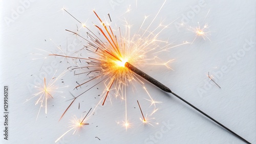 Sparklers on White Background High Angle Close-up, Celebration Concept, Festive Image, Firework Photography. Sparklers,Fireworks
