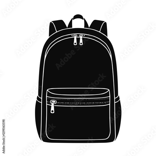 School backpack icon in black and white.