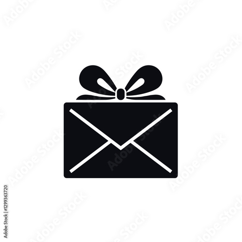 Gift envelope with decorative bow icon in black and white.