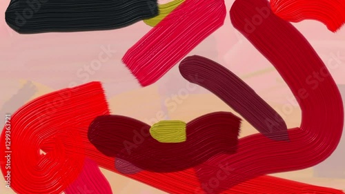 Animated abstract background of bright strokes of oil paint. Oil painting masks.