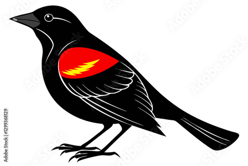 Stunning Red-winged Blackbird Vector Illustration for Bird Lovers