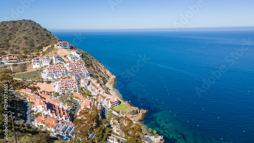 Explore stunning photos of Hamilton Cove, Catalina Island, featuring scenic coastlines, turquoise waters, and beautiful Mediterranean-style villas.