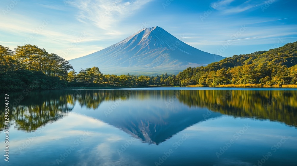 Fototapeta premium Majestic mountain reflection over serene lake nature's beauty outdoor landscape tranquil environment