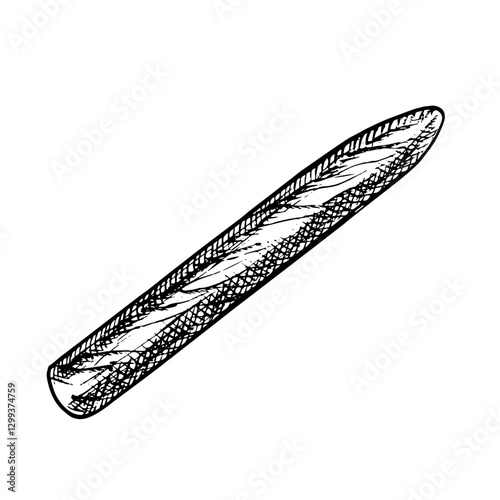 An expensive cigar. A hand-drawn vector graphic illustration. Black and white image of a vintage tobacco product. Separate from the background. For posters, postcards and banners, flyers, packages.