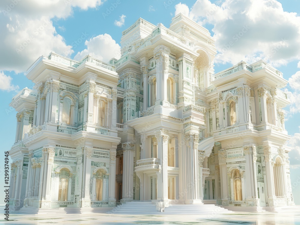 Elaborate Mansion: A stunning architectural marvel against a cloudy sky. Elaborate Mansion: A stunning architectural marvel against a cloudy sky.