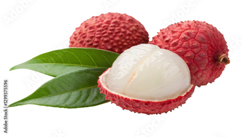 Lychee Fruit with Leaves, C...