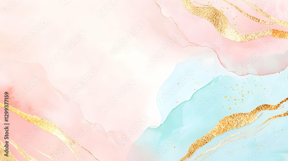 Fototapeta premium Elegant Abstract Pastel Background with Gold Accents and Textures