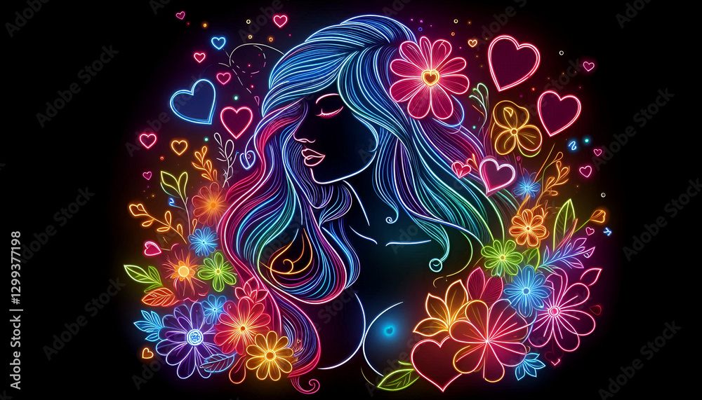 Fototapeta Illustration Neon Woman 