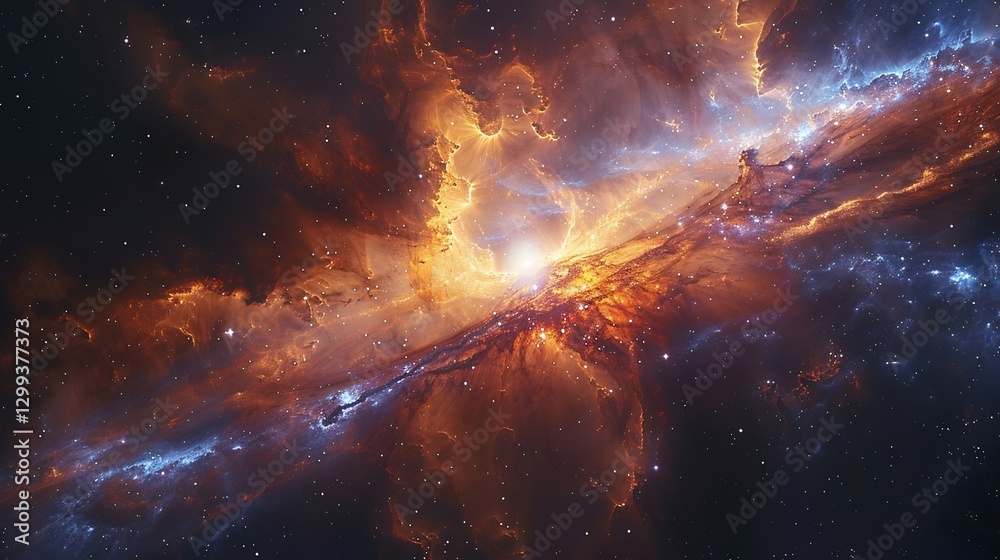 Fototapeta premium Pulsar acting as a cosmic lighthouse in a dense star cluster its rhythmic bursts of light creating an eerie yet mesmerizing scene