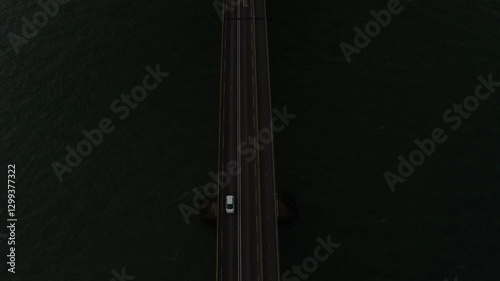Zeelandbrug, Netherlands – Aerial Top-Down View of Iconic Dutch Bridge Over Water