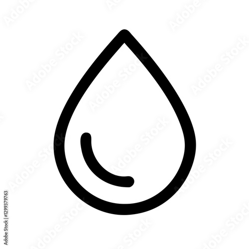 Black outline of a water droplet icon on a white background with copy space