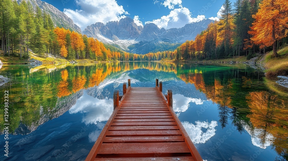 Autumn Lake Reflections, Mountain Pier