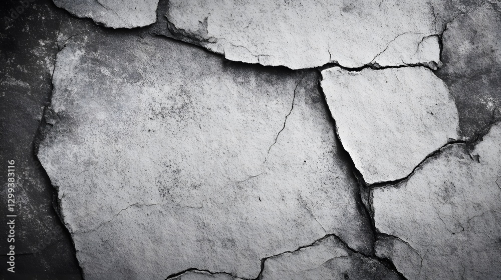Obraz premium Abstract Cracked Wall Texture Background Grayscale Monochrome Grunge