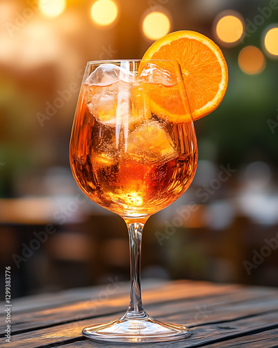 Aperol Spritz in large wine glass with orange slice