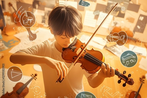 Passionate Violinist Performing with Expressive Grace and Rhythm on Stage
