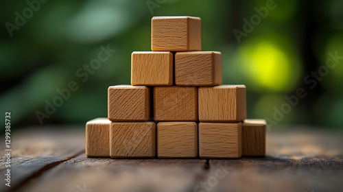 Minimalist wooden blocks stacked high resolution hd photo