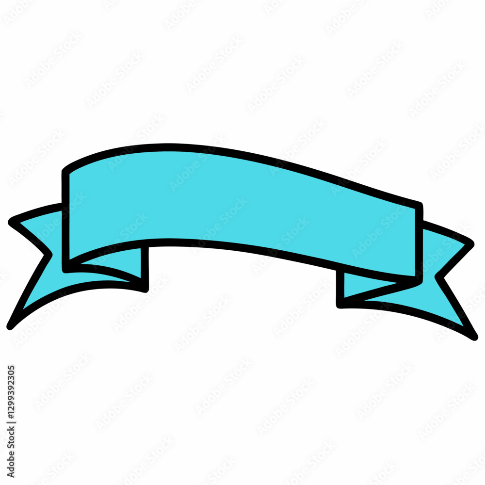 an elegant light blue ribbon banner with a black outline, ready for adding a custom message vector illustration