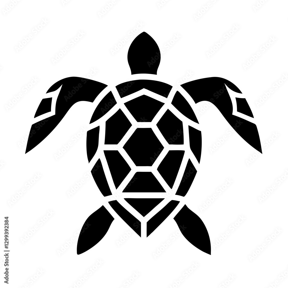 Obraz premium a geometric illustration of a sea turtle, featuring intricate polygonal patterns in black and white vector illustration