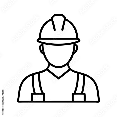 a construction worker icon with a safety hardhat and overalls vector illustration