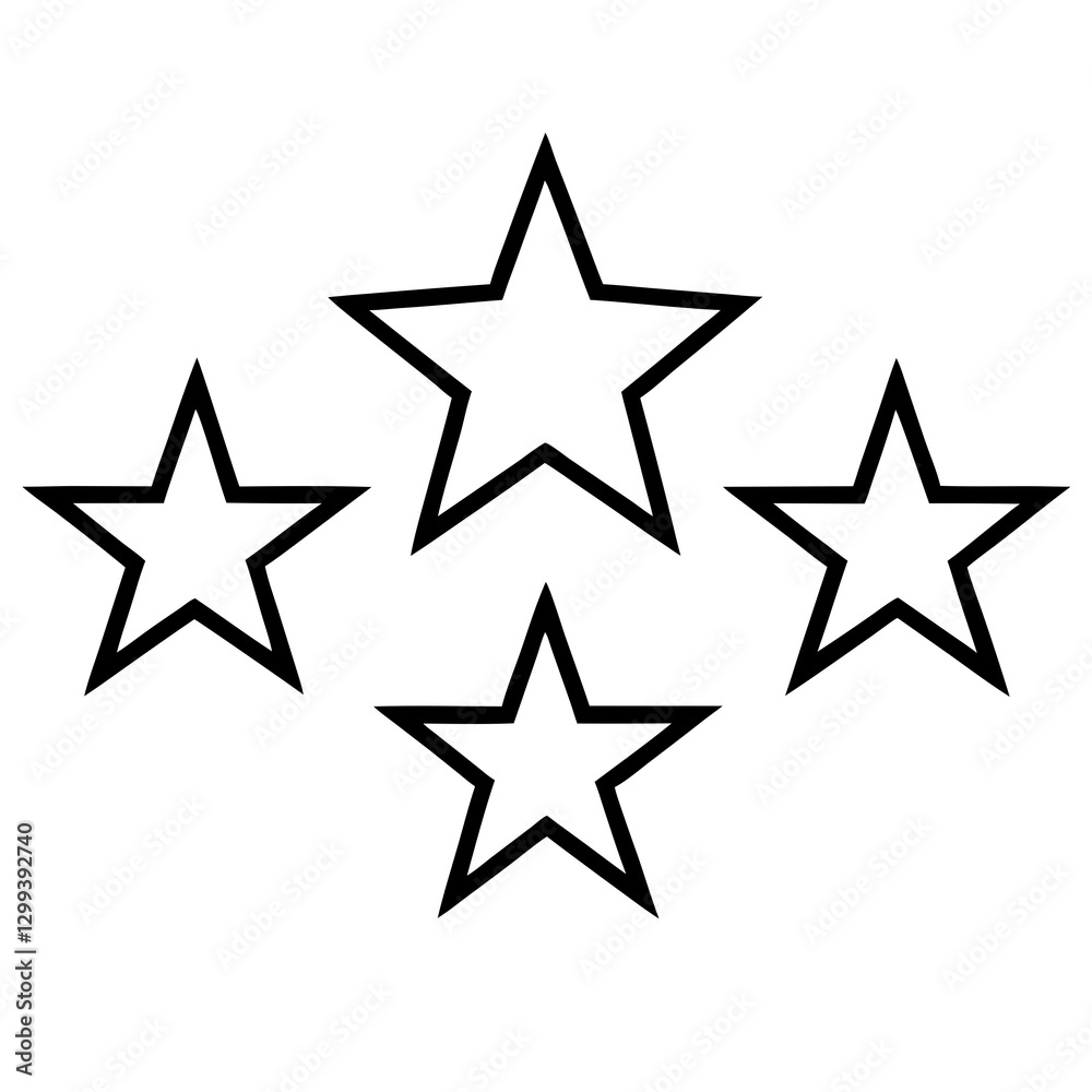 Four star shape, geometric vector icon, flat design. Concept for rating, success and best product vector illustration Four star shape, geometric vector icon, flat design. Concept for rating, success and best product vector illustration