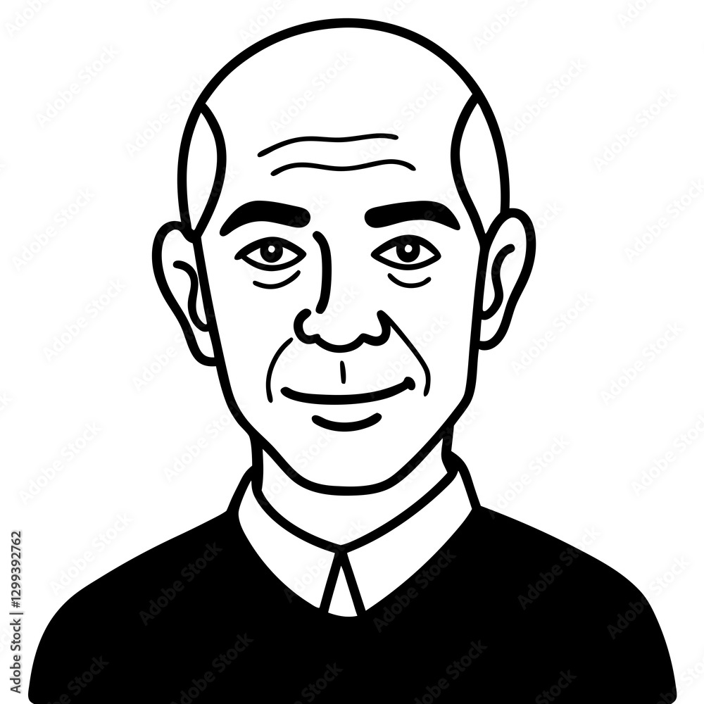 a line art portrait of an older man, depicting a close-up of his face, showcasing his expression vector illustration a line art portrait of an older man, depicting a close-up of his face, showcasing his expression vector illustration